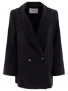Ivy & Oak Blue Double-breasted Jacket With Tailored Fit In Animal Print