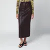 Ivy & Oak Ivy Oak  Burgundy Leather Midi Skirt In Brown