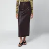 Ivy & Oak Ivy Oak Burgundy Leather Midi Skirt In Brown