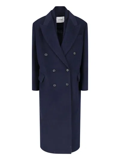 Ivy & Oak Iocirce Double-breasted Peaked-lapel Coat In Blue