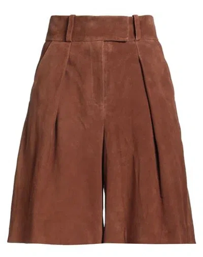 Ivy & Oak Ivy Oak Woman Shorts & Bermuda Shorts Brown Size 8 Goat Skin