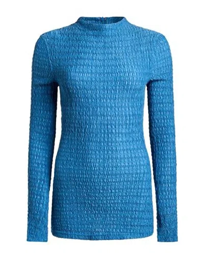 Ivy & Oak Ivy Oak Woman Top Azure Size 8 Organic Cotton, Recycled Polyamide, Elastane, Polyester, Elastomultie In Blue