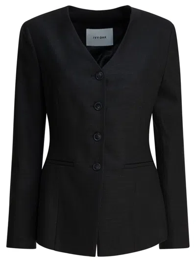 Ivy & Oak Ivy Oak Black Viscose Wool Blend Jacket