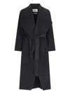Ivy & Oak Carrie Rose Black Wool Coat With Draped Collar In Black