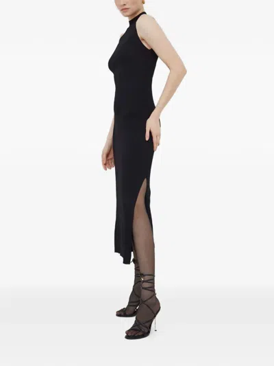Ivy & Oak Klaudia Ribbed Split Midi Dress In Black