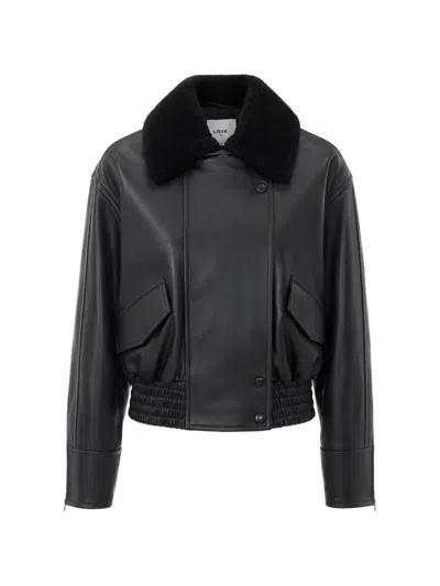 Ivy & Oak Laila Lane Shearling-collar Leather Jacket In Black