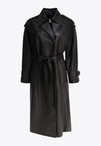 Ivy & Oak Lilith Leather Belted Coat In Purple