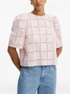 Ivy & Oak Puff-sleeve Eyelet Top In Red