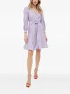 Ivy & Oak Puff-sleeve Textured Mini Dress In Purple