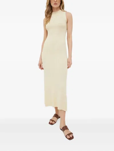Ivy & Oak Ribbed Halter-neck Midi Dress In Neutral