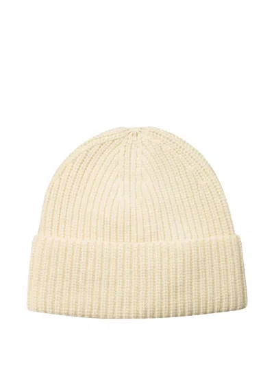 Ivy & Oak Ribbed Merino-wool Beanie In Neutral