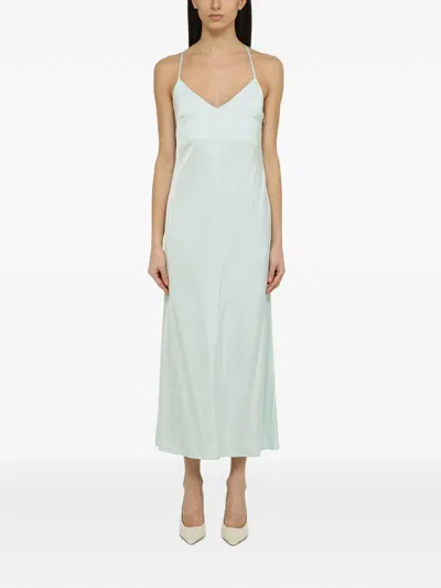 Ivy & Oak Satin-finish Backless Midi Dress In Blue