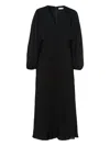 Ivy & Oak V-neck Balloon-sleeve Midi Dress In Black
