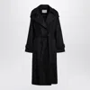 Ivy & Oak Anthracite Grey Wool Overcoat In Black