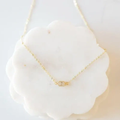 Ivy & Pearl Co. Delicate Solitaire Necklace In Neutral