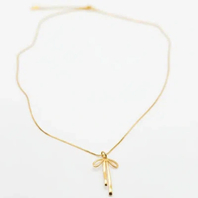Ivy & Pearl Co. Graceful Bow Necklace In Red