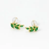 Ivy & Pearl Co. Haifa Emerald Olive Studs In Multi