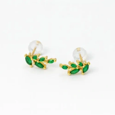 Ivy & Pearl Co. Haifa Emerald Olive Studs In Multi