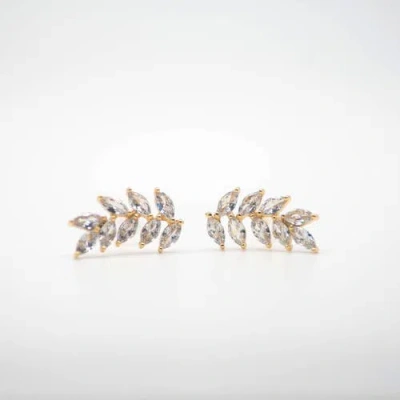 Ivy & Pearl Co. Luxe Marquise Bridal Earrings In Red