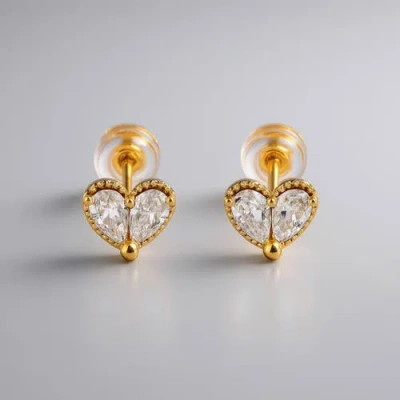 Ivy & Pearl Co. The Fairfax Heart Studs In Purple