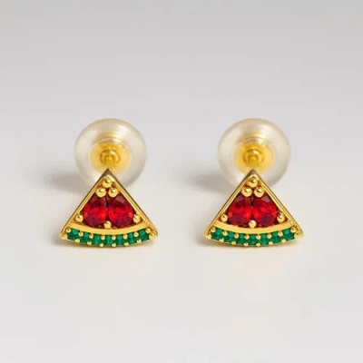 Ivy & Pearl Co. The Rafah Heirloom Petite Studs In Red