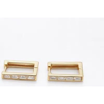 Ivy & Pearl Co. The Windsor Baguette Hoops In Pink