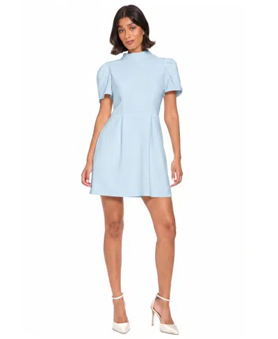 Ivy + Blu Women's Mock Neck Puff Sleeve Fit & Flare Mini Dress In Multi
