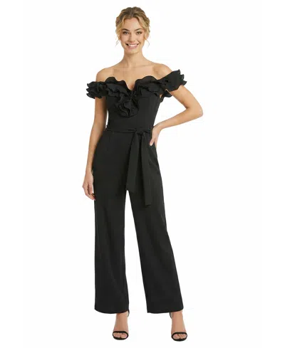 Ivy + Blu Women's Off-shoulder Stretch Jumpsuit In Black