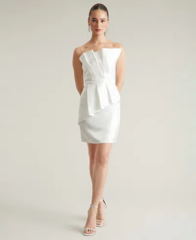 Ivy + Blu Women's Pleated Bustier Peplum Mini Dress In Ivory