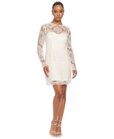 Ivy + Blu Women's Sequin Lace Long-sleeve Mini Dress In White