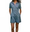 Ivy City Co Natalia Button Front Romper In Chambray In Blue