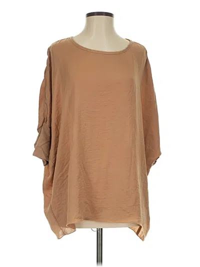 Pre-owned Ivy Jane 3/4 Sleeve Top Tan Boatneck Tops In Brown