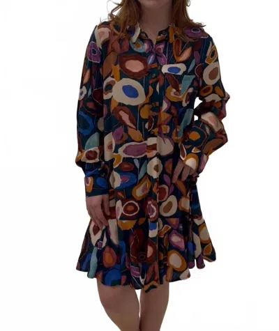 Ivy Jane Abstract Print Shirtdress In Navy Multi