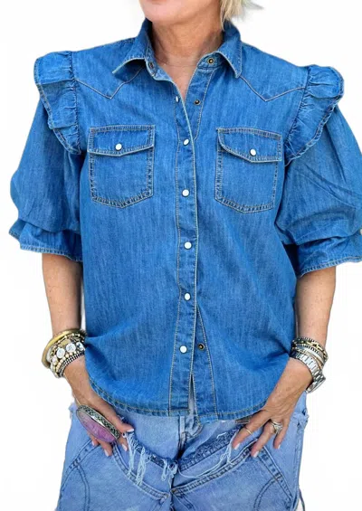 Ivy Jane Annie Denim Top In Blue