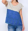 Ivy Jane Bandana Babydoll Top In Blue/ Grey