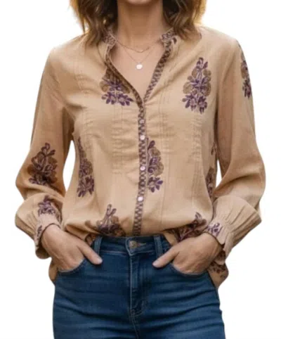 Ivy Jane Banded Front Tuck Top In Camel In Neutral