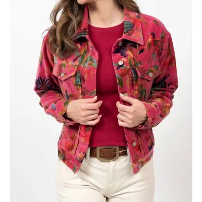 Ivy Jane Bird Print Velveteen Jacket In Magenta In Pink