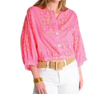 Ivy Jane Block Jacket Top In Pink Neon In Multi