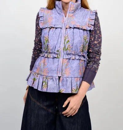 Ivy Jane Block Print Corduroy Vest In Periwinkle In Purple