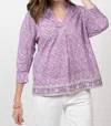 Ivy Jane Block Print Shirt In Lavender In Purple