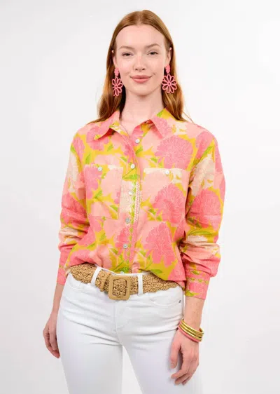 Ivy Jane Blooms A Plenty Shirt In Coral In Pink