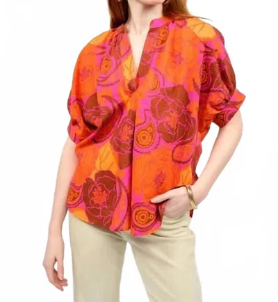 Ivy Jane Bold Flower Popover Top In Multi