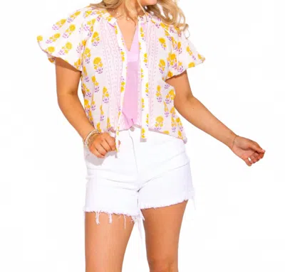 Ivy Jane Border Block Print Top In Soft Lilac In Multi