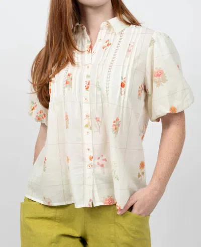 Ivy Jane Botanical Floral Top In Cream In White