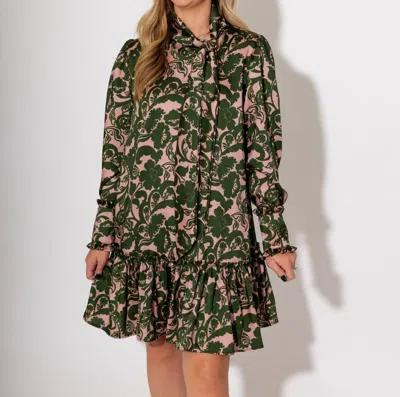 Ivy Jane Bow Neck Dress In Green