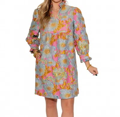 Ivy Jane Brocade Ruffled Trim Dress In Multicolor