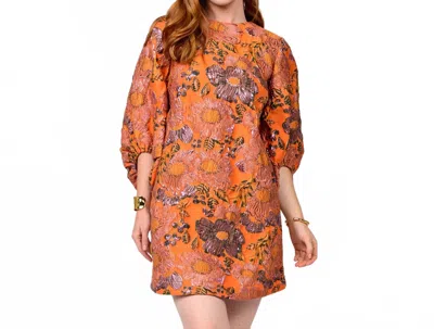 Ivy Jane Brocade Shift Dress In Russet In Orange