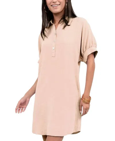 Ivy Jane Camp Shirt Dress In Sand In Pink
