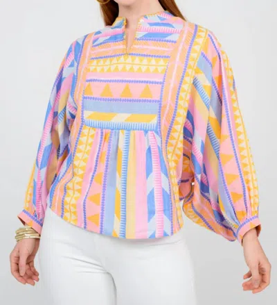 Ivy Jane Candy Striped Popover In Pink, Blue, Orange