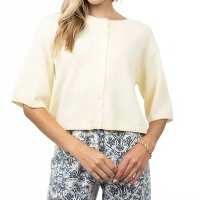 Ivy Jane Cardigan Elbow Sleeve Sweater In Butter In Yellow